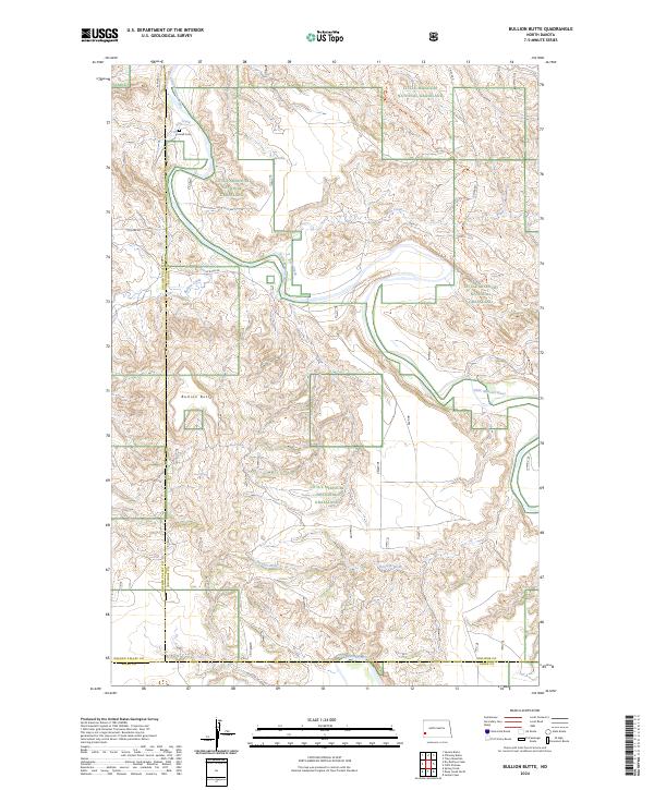 US Topo 7.5-minute map for Bullion Butte ND