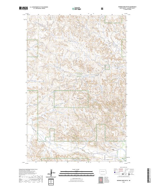 US Topo 7.5-minute map for Burning Mine Butte ND