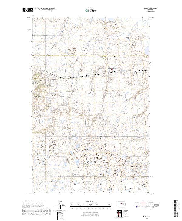 US Topo 7.5-minute map for Butte ND
