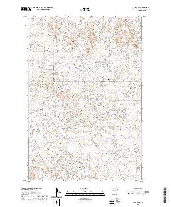 US Topo 7.5-minute map for Camel Butte ND