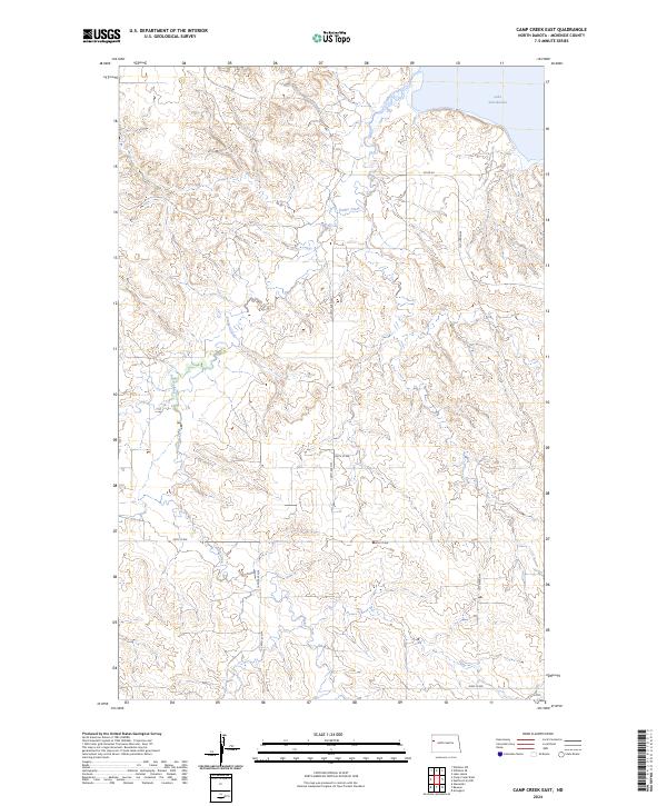 US Topo 7.5-minute map for Camp Creek East ND