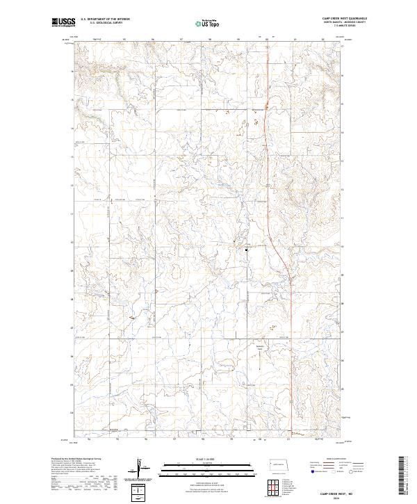 US Topo 7.5-minute map for Camp Creek West ND