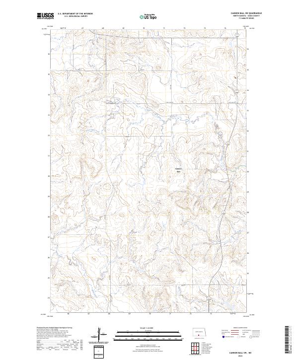 US Topo 7.5-minute map for Cannon Ball SW ND