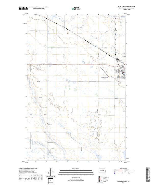US Topo 7.5-minute map for Carrington West ND