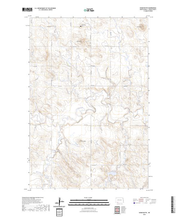 US Topo 7.5-minute map for Cedar Butte ND