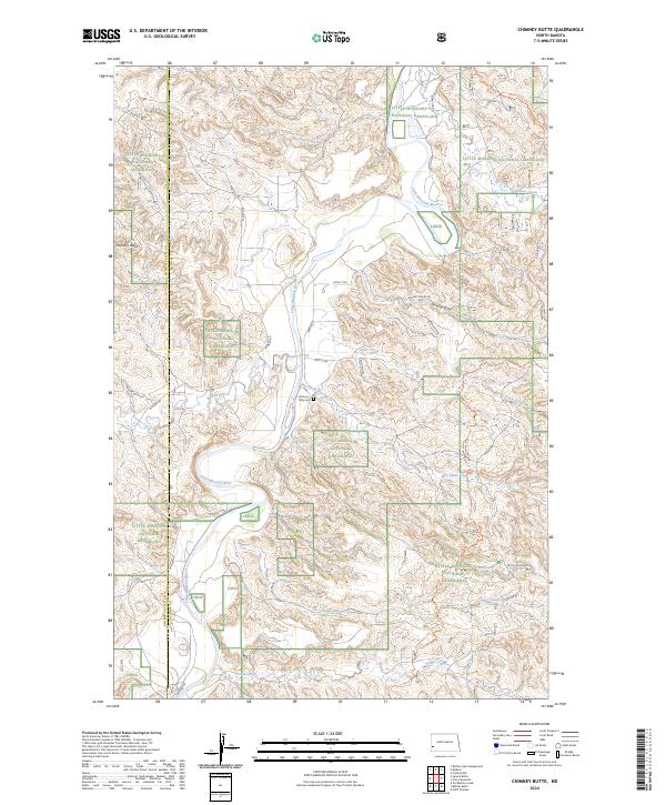 US Topo 7.5-minute map for Chimney Butte ND