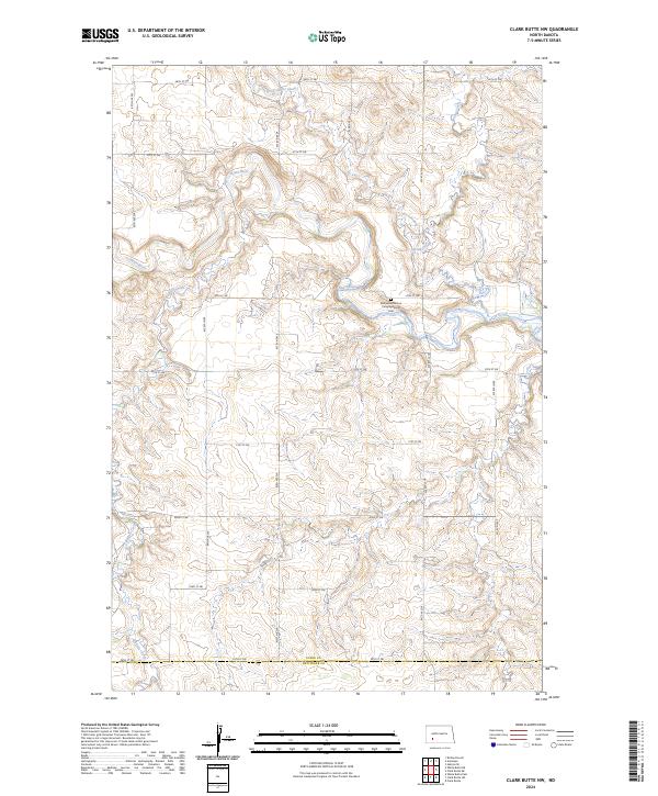 US Topo 7.5-minute map for Clark Butte NW ND