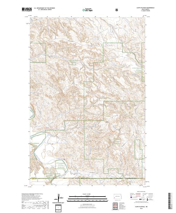 US Topo 7.5-minute map for Cliffs Plateau ND