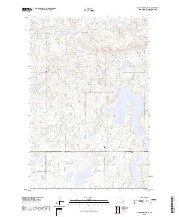 US Topo 7.5-minute map for Coldwater Lake SW ND