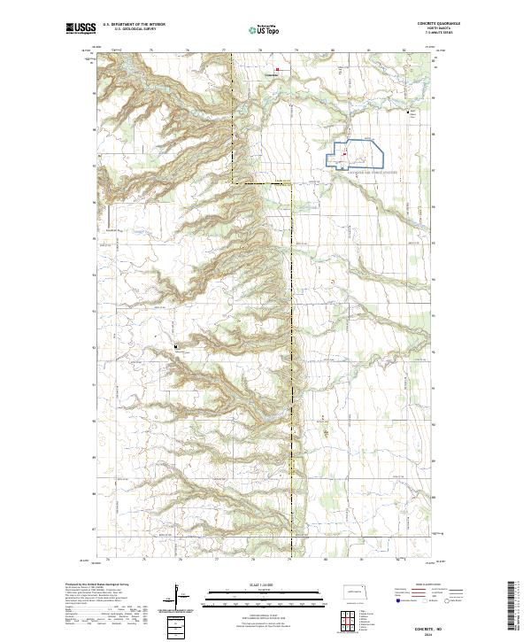 US Topo 7.5-minute map for Concrete ND