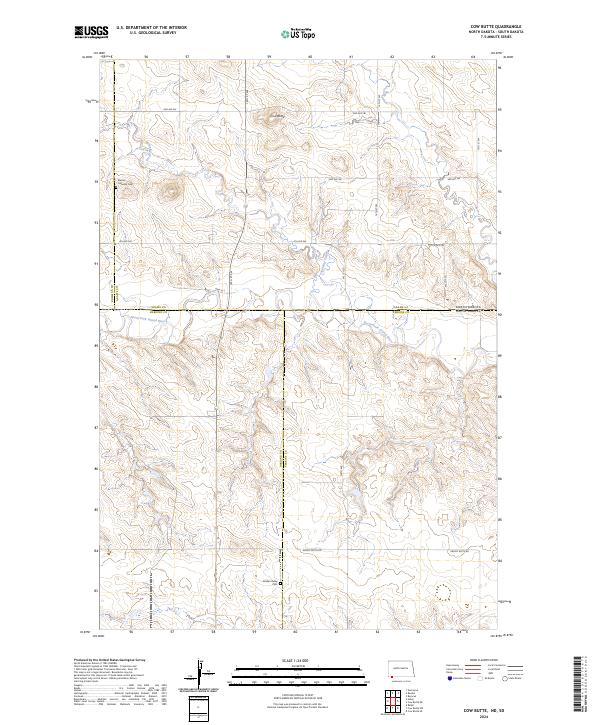 US Topo 7.5-minute map for Cow Butte NDSD