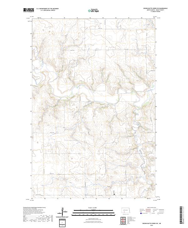 US Topo 7.5-minute map for Crown Butte Creek SW ND