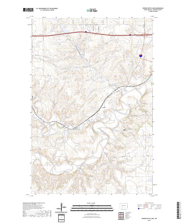 US Topo 7.5-minute map for Crown Butte Lake ND