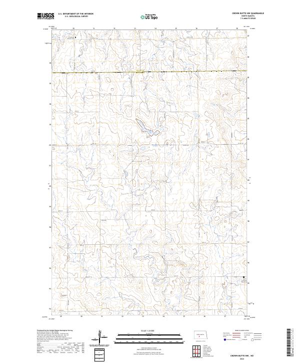 US Topo 7.5-minute map for Crown Butte NW ND