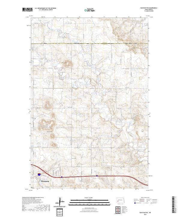 US Topo 7.5-minute map for Davis Buttes ND