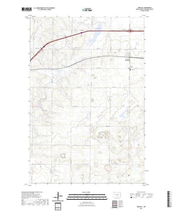 US Topo 7.5-minute map for Driscoll ND