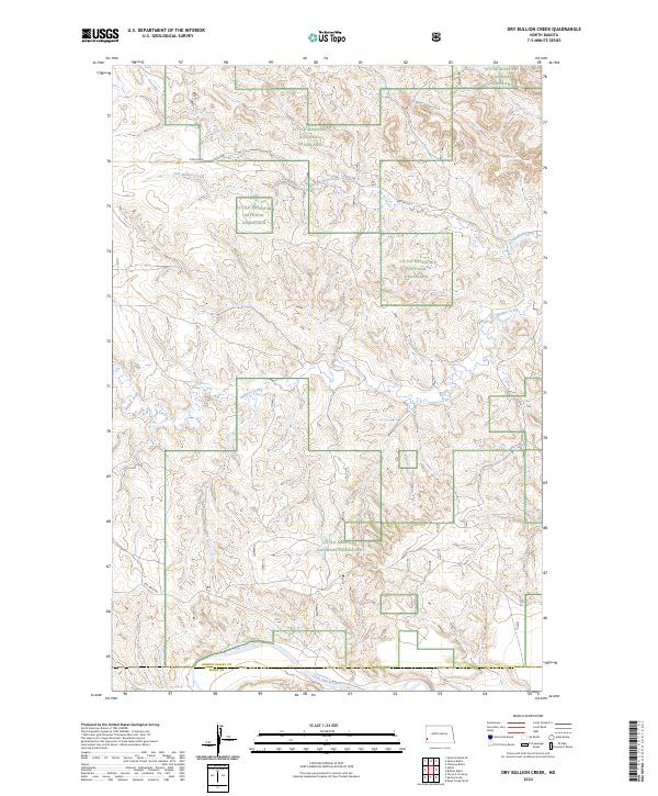 US Topo 7.5-minute map for Dry Bullion Creek ND
