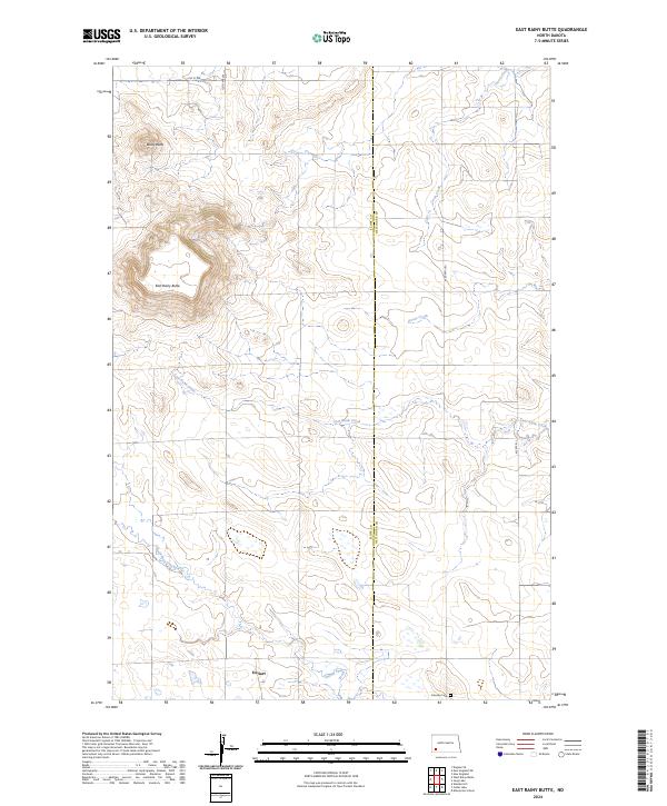 US Topo 7.5-minute map for East Rainy Butte ND