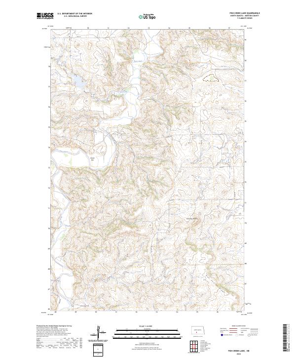 US Topo 7.5-minute map for Fish Creek Lake ND