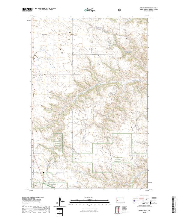 US Topo 7.5-minute map for Grassy Butte ND