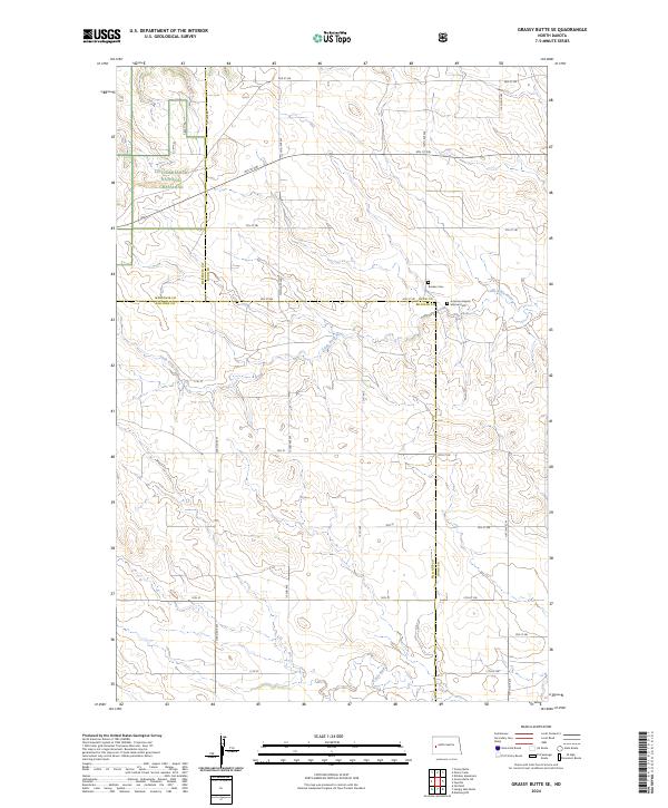 US Topo 7.5-minute map for Grassy Butte SE ND