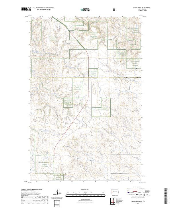 US Topo 7.5-minute map for Grassy Butte SW ND