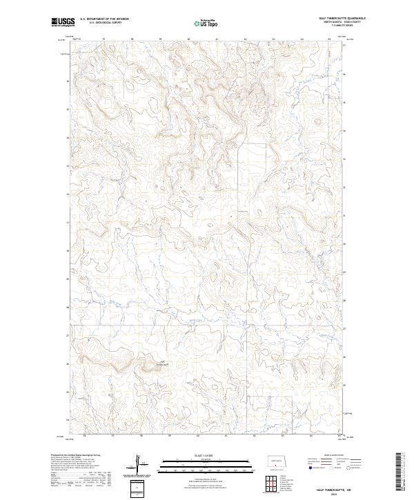 US Topo 7.5-minute map for Half Timber Butte ND