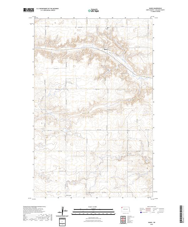 US Topo 7.5-minute map for Hanks ND