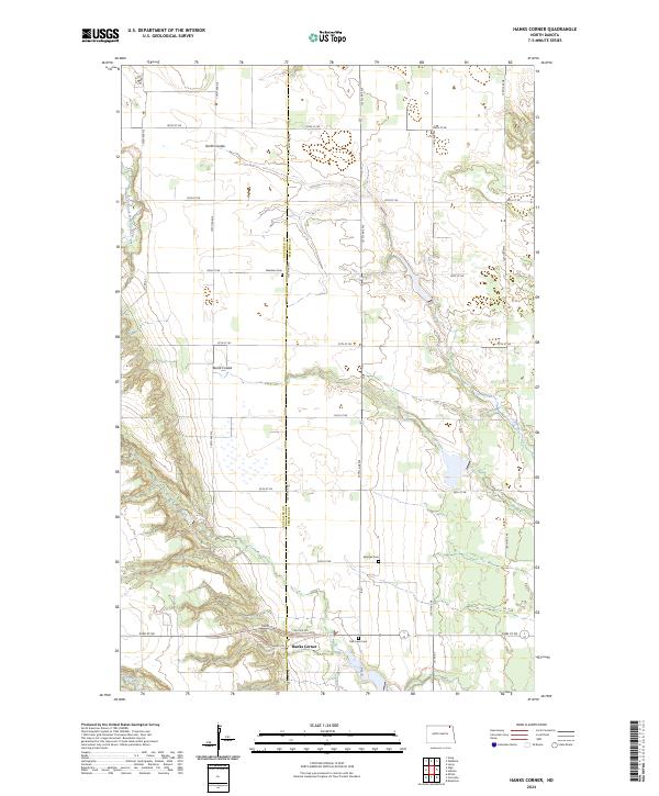 US Topo 7.5-minute map for Hanks Corner ND