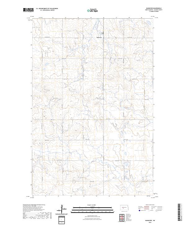 US Topo 7.5-minute map for Hannover ND