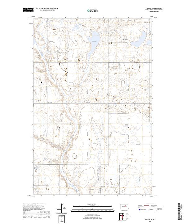 US Topo 7.5-minute map for Harlow SE ND