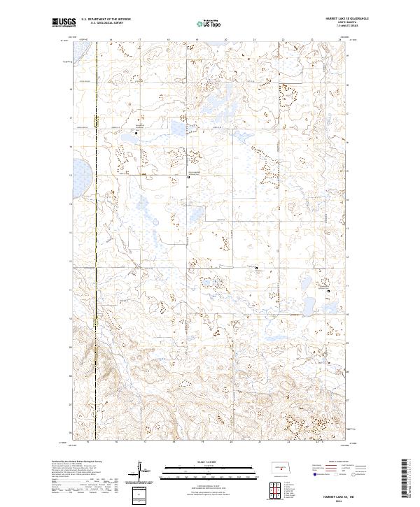 US Topo 7.5-minute map for Harriet Lake SE ND