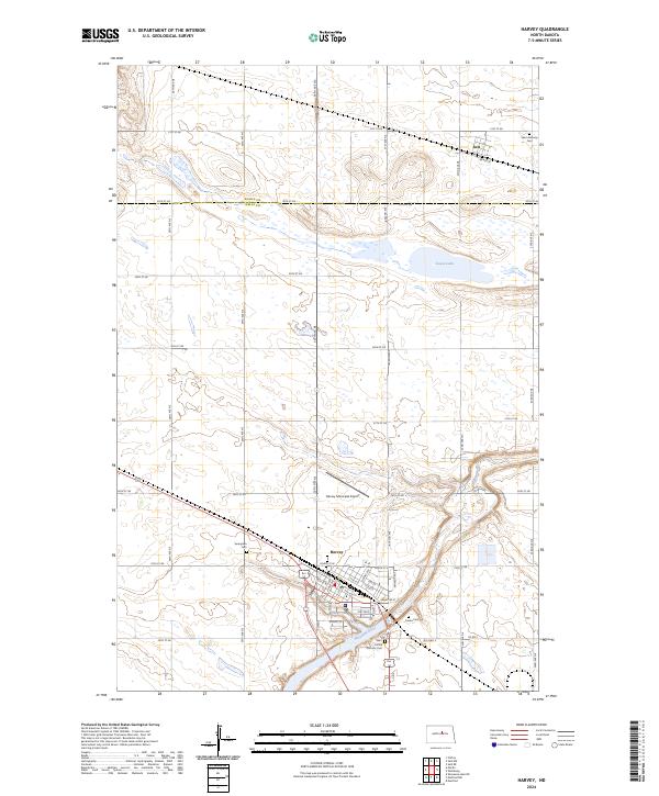 US Topo 7.5-minute map for Harvey ND