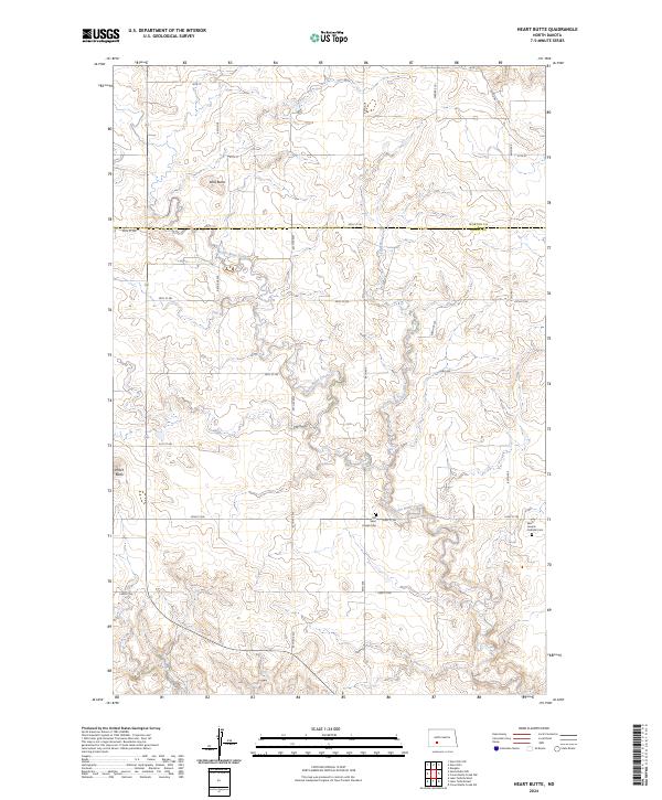 US Topo 7.5-minute map for Heart Butte ND