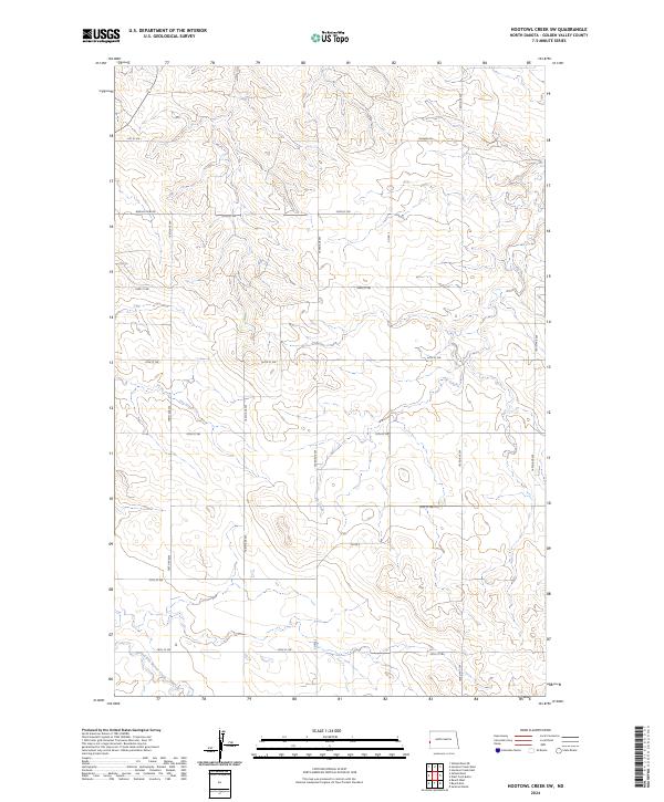 US Topo 7.5-minute map for Hootowl Creek SW ND
