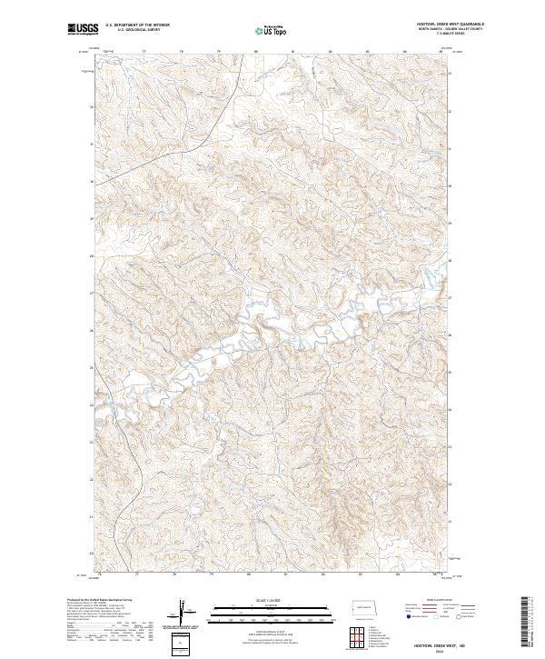 US Topo 7.5-minute map for Hootowl Creek West ND