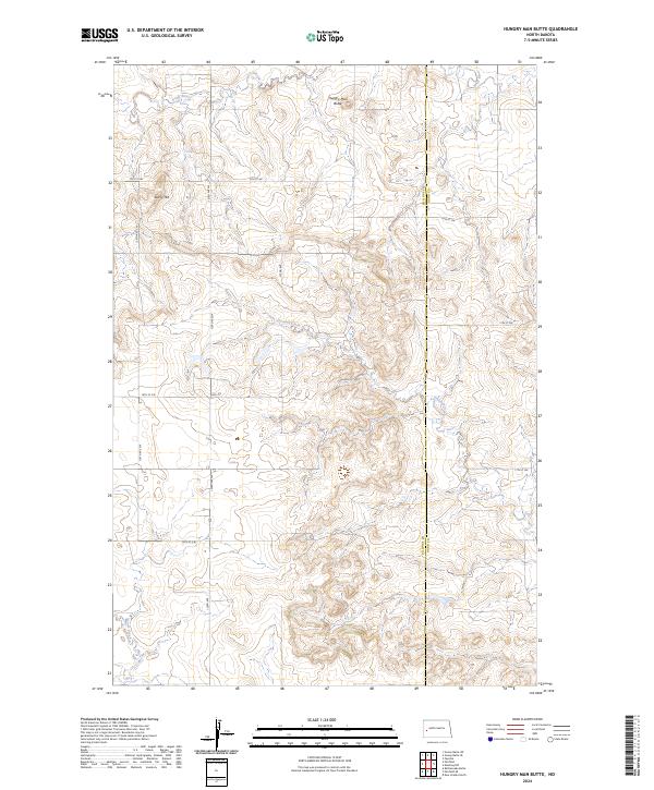 US Topo 7.5-minute map for Hungry Man Butte ND