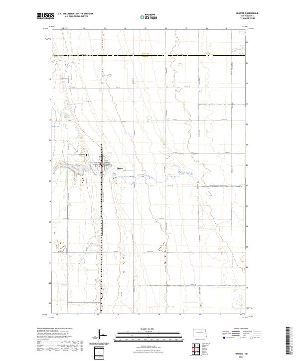 US Topo 7.5-minute map for Hunter ND