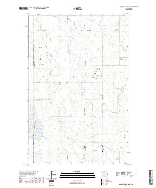 US Topo 7.5-minute map for Hurricane Lake East ND