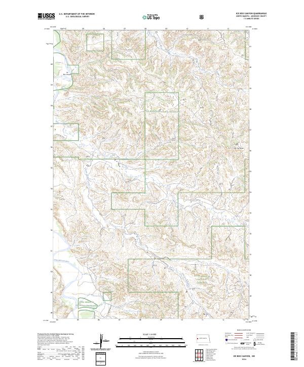 US Topo 7.5-minute map for Ice Box Canyon ND