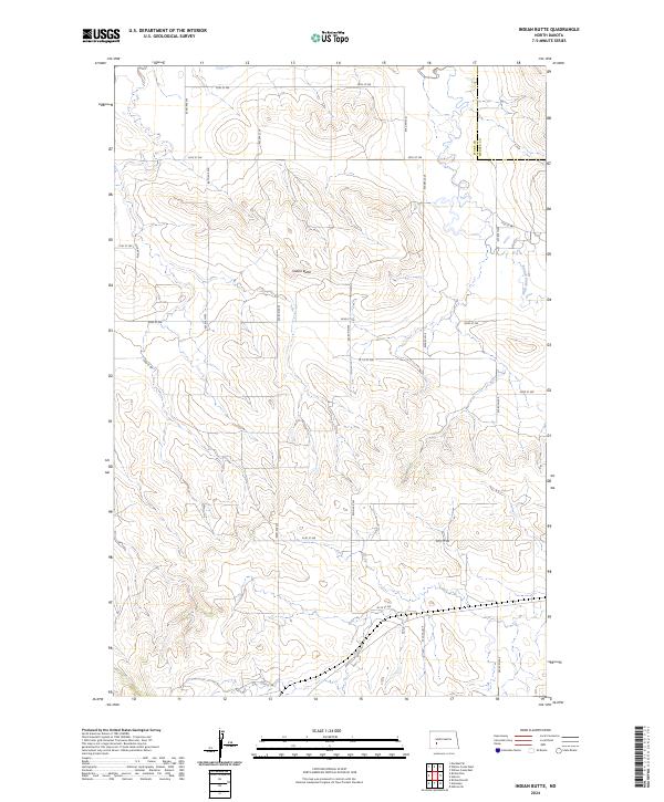 US Topo 7.5-minute map for Indian Butte ND