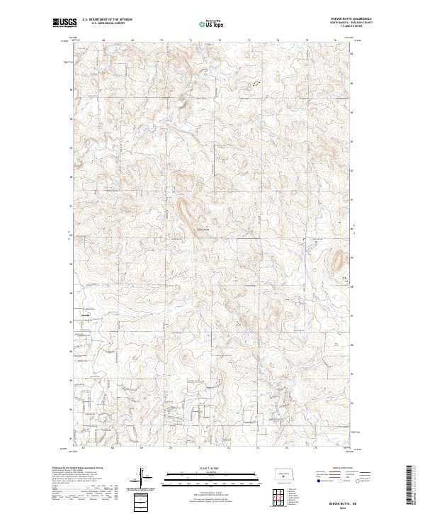 US Topo 7.5-minute map for Keever Butte ND