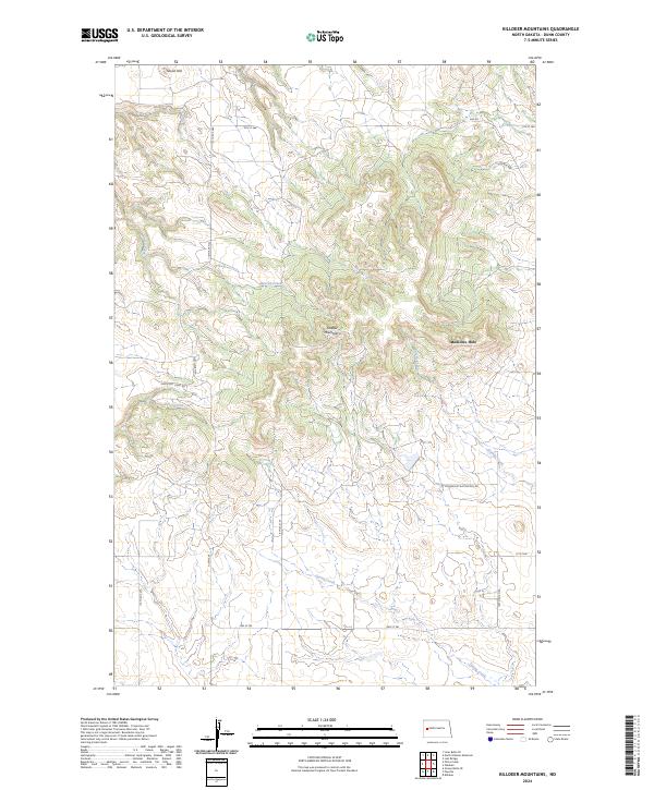 US Topo 7.5-minute map for Killdeer Mountains ND