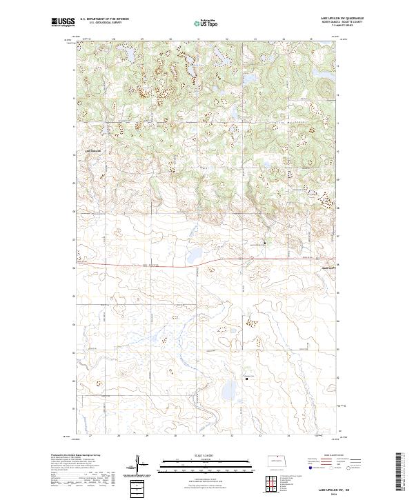 US Topo 7.5-minute map for Lake Upsilon SW ND