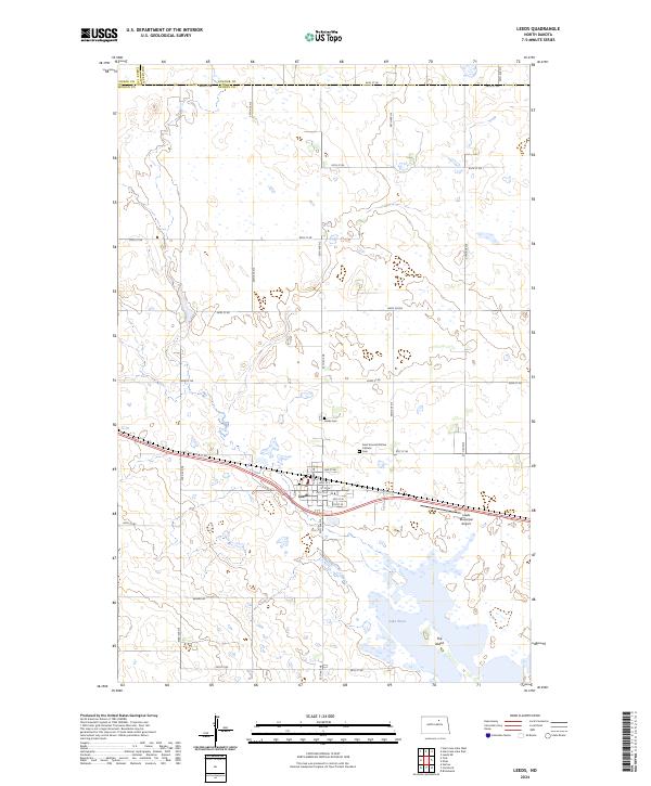 US Topo 7.5-minute map for Leeds ND