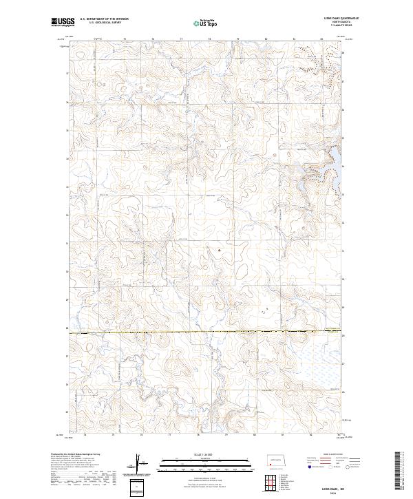 US Topo 7.5-minute map for Liens Dams ND
