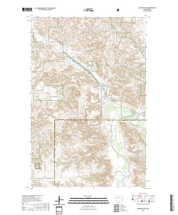 US Topo 7.5-minute map for Lone Butte NE ND