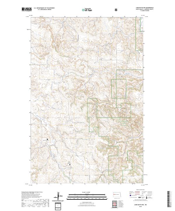 US Topo 7.5-minute map for Lone Butte NW ND