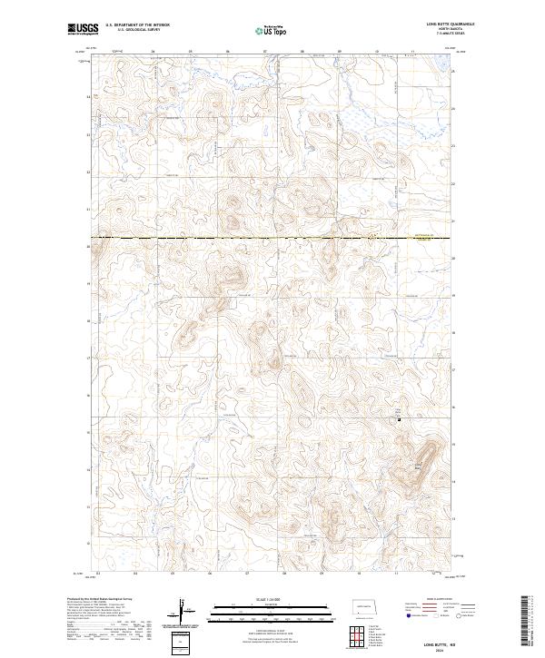 US Topo 7.5-minute map for Long Butte ND