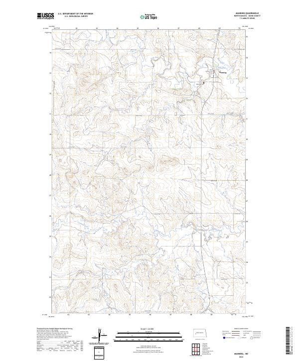 US Topo 7.5-minute map for Manning ND